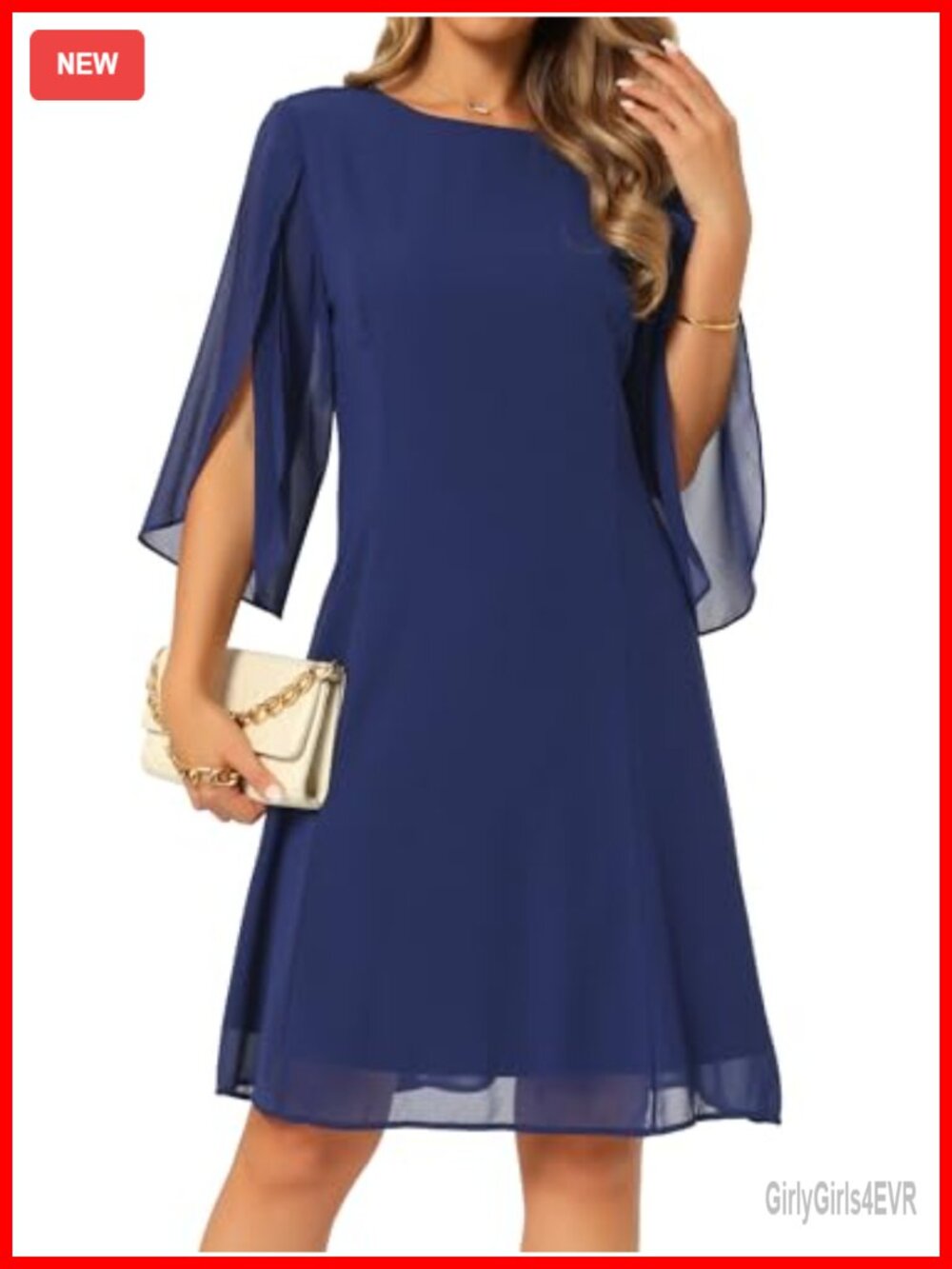 Seta T Women's Chiffon Flowy Cocktail Party Dress Wedding Guest Knee Length